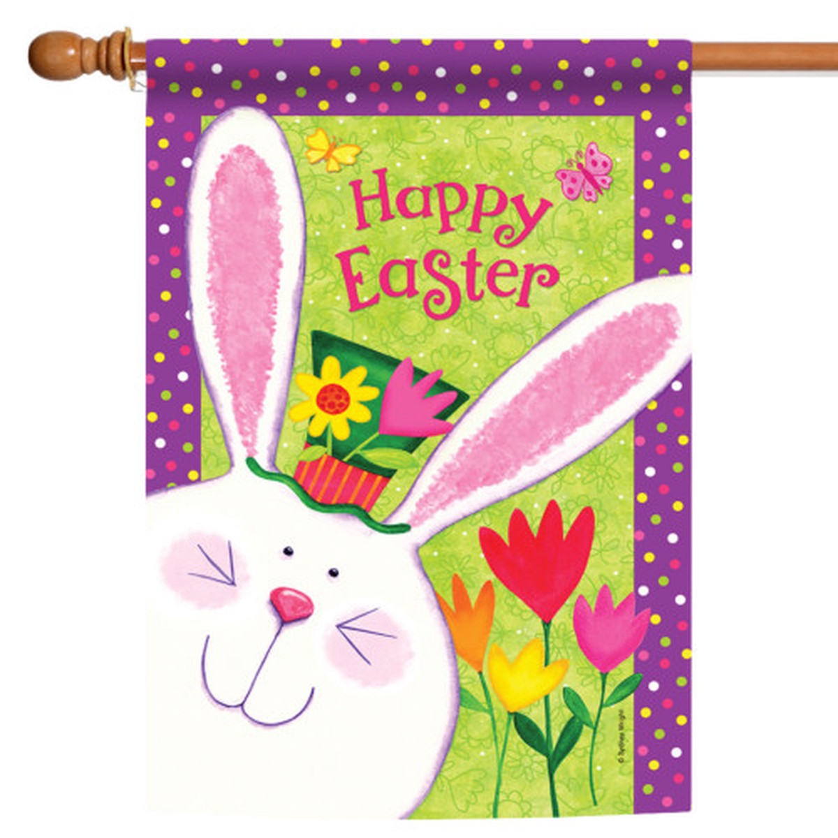 White and Green Easter Bunny Outdoor House Flag 28″ x 40″