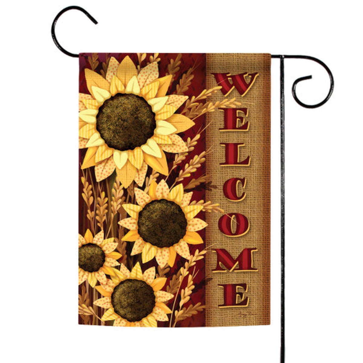 Yellow and Brown Welcome Sunflowers Fall Outdoor Garden Flag 18″ x 12.5″