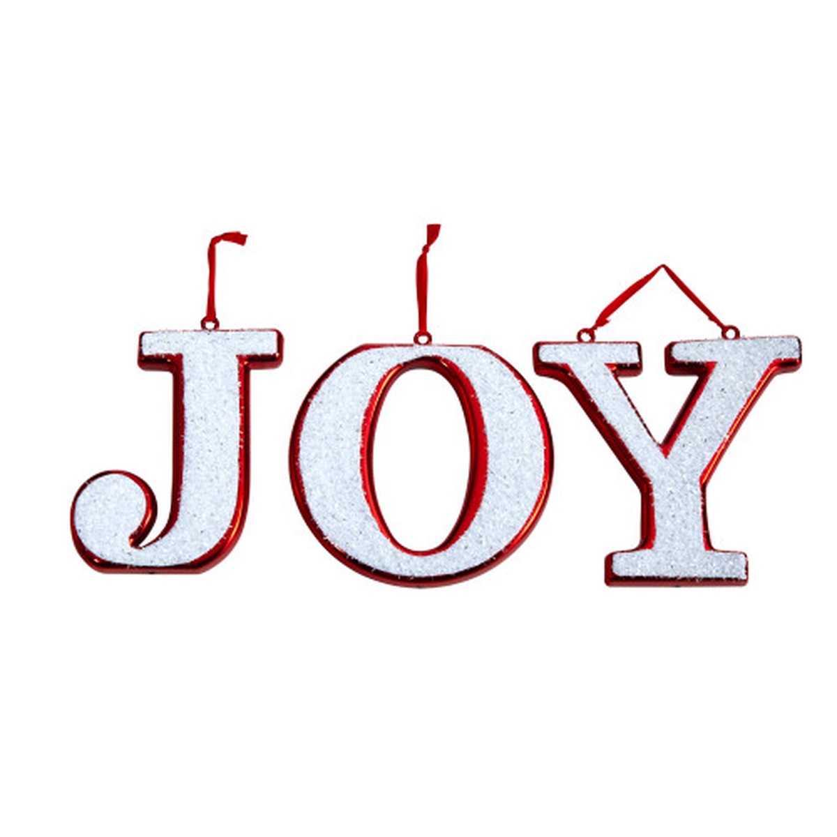 24 White and Red “JOY” Shatterproof Christmas Ornament