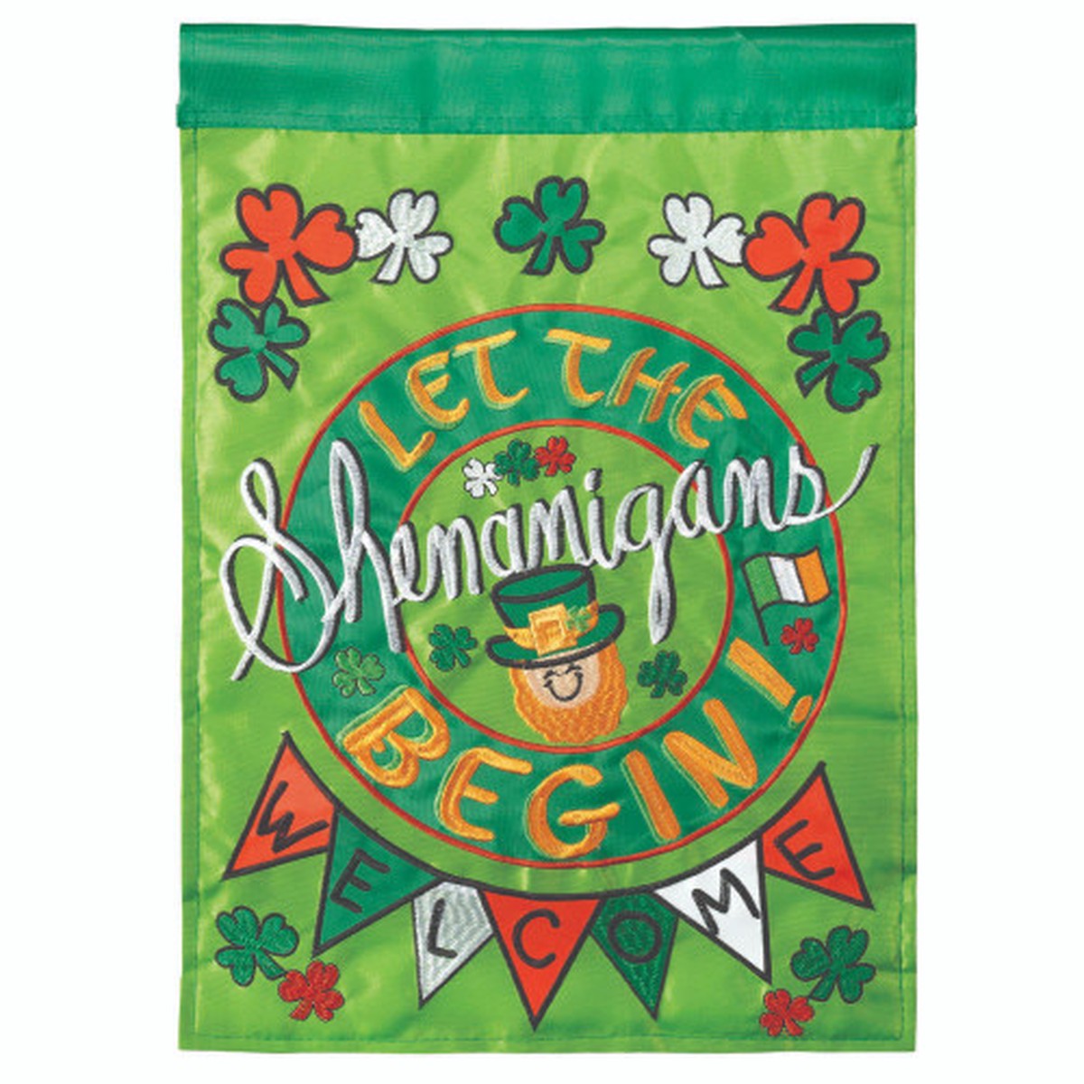 Embroidered Let The Shenanigans Begin Outdoor Garden Flag – 18″ x 13″