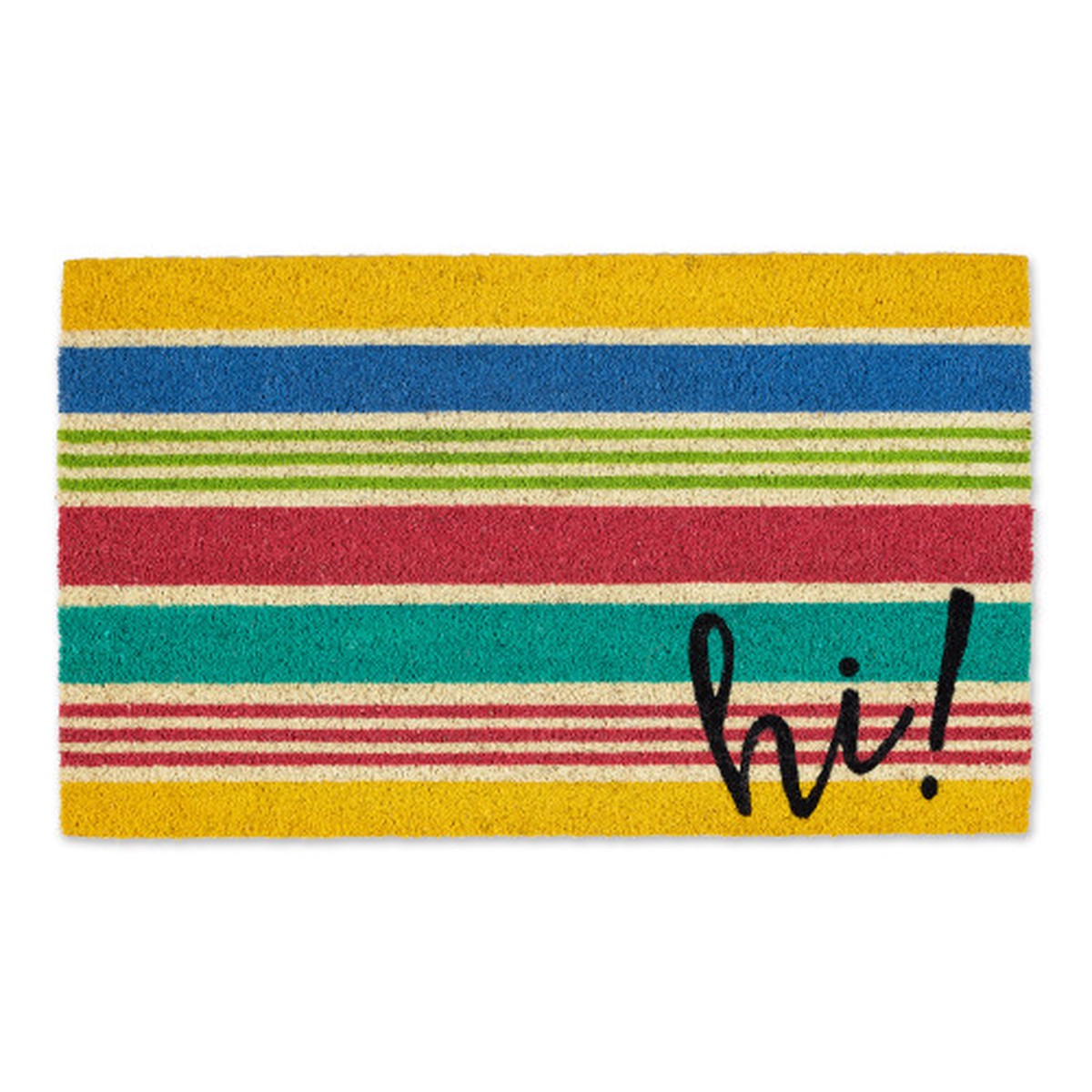 “Hi!” Striped Coir Rectangular Doormat – 18″ x 30″