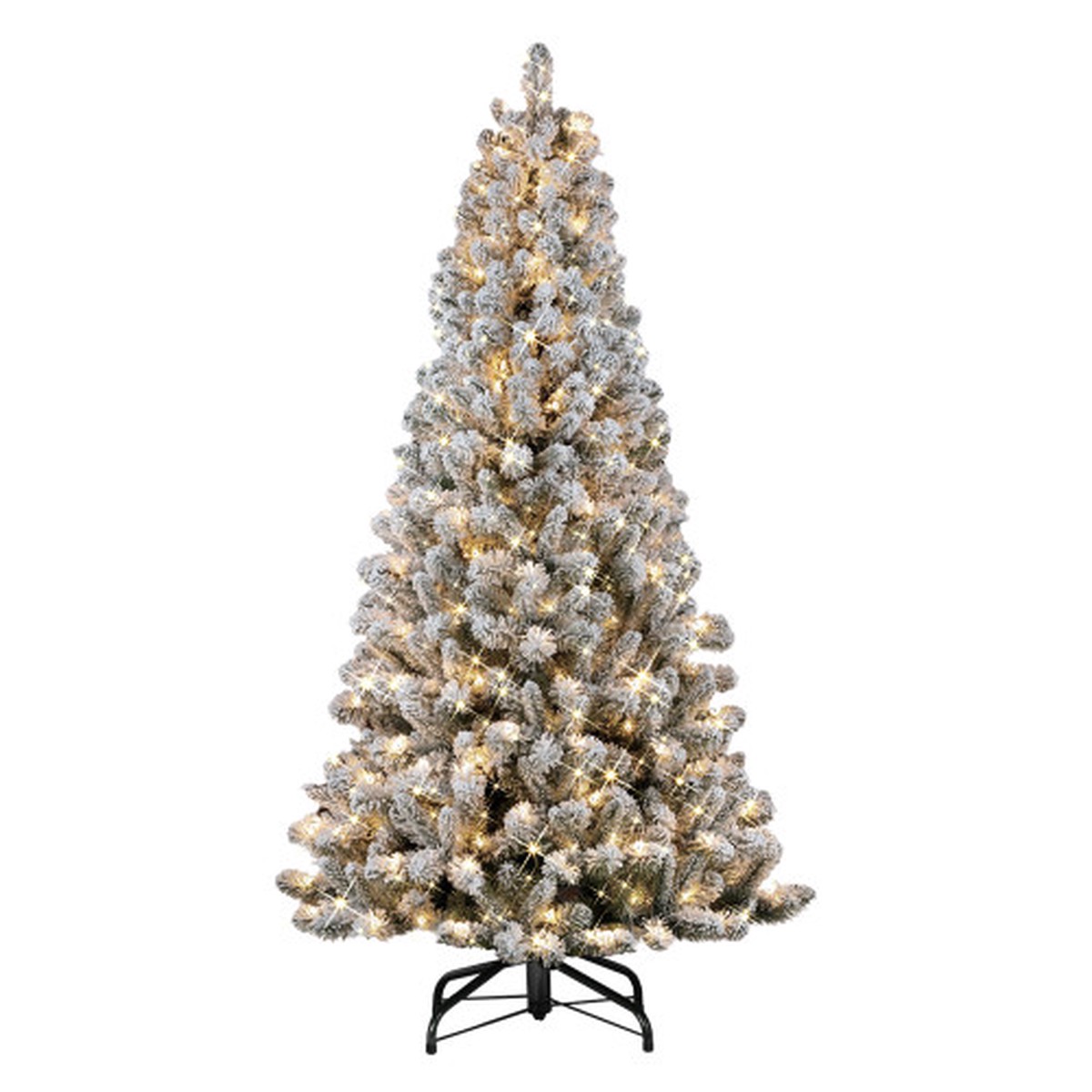 Pre-Lit Flocked Virginia Pine Artificial Christmas Tree – 6.5 – Clear Lights