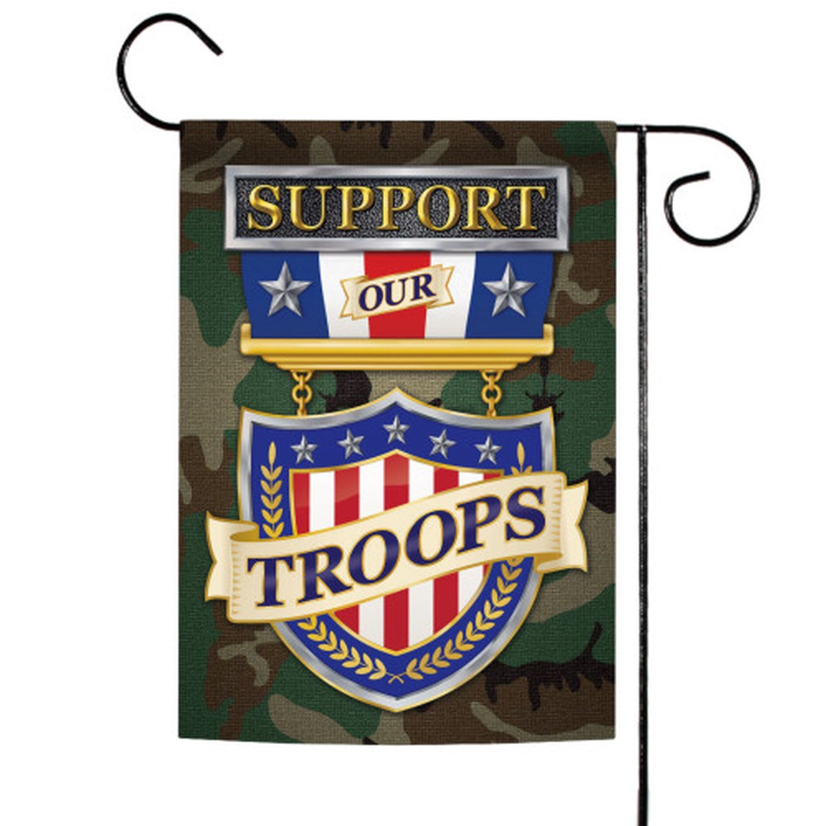 Support Our Troops Patriotic Outdoor Rectangular Mini Garden Flag 18″ x 12.5″