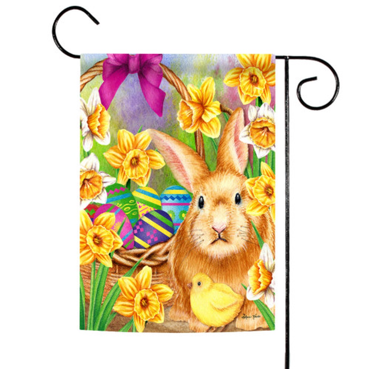 Yellow and Brown Easter Scene Outdoor Garden Flag 18″ x 12.5″