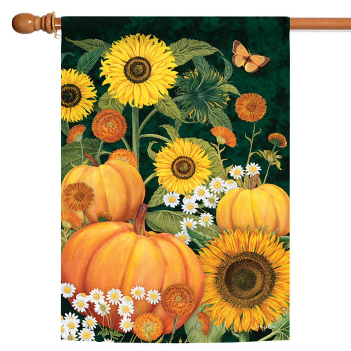 Yellow and Green Sunny Pumpkins Fall Outdoor House Flag 40″ x 28″
