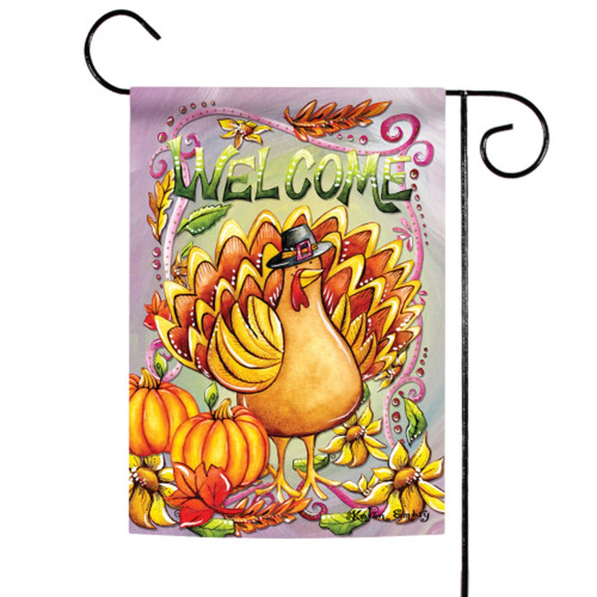Yellow and Orange Welcome Turkey Pilgrim Fall Outdoor Garden Flag 18″ x 12.5″