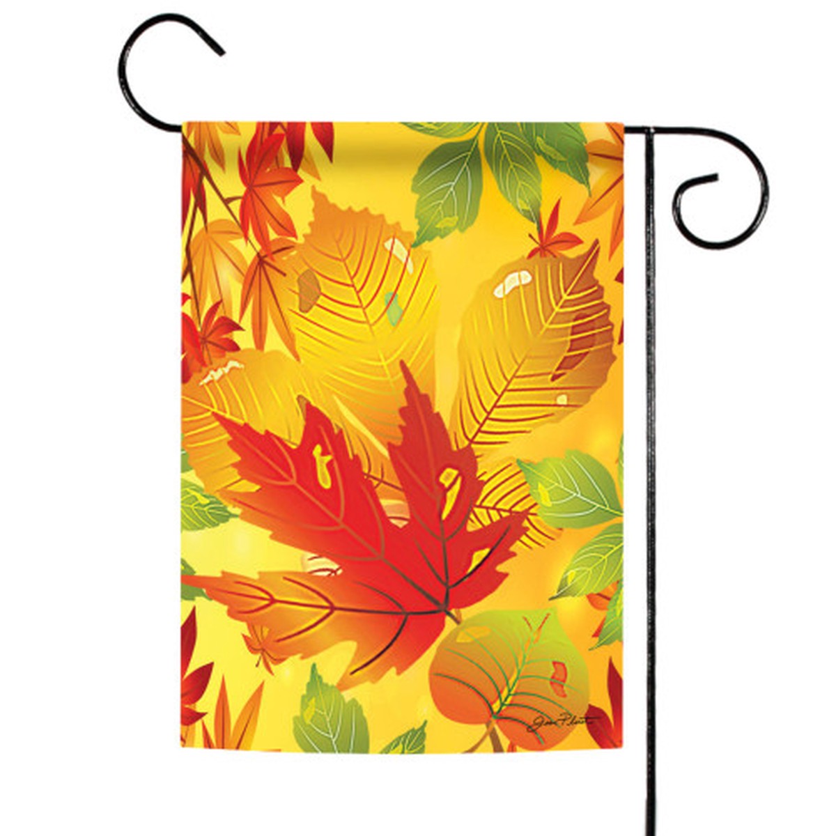 Yellow and Red Happy Fall Welcome Outdoor Garden Flag 18″ x 12.5″