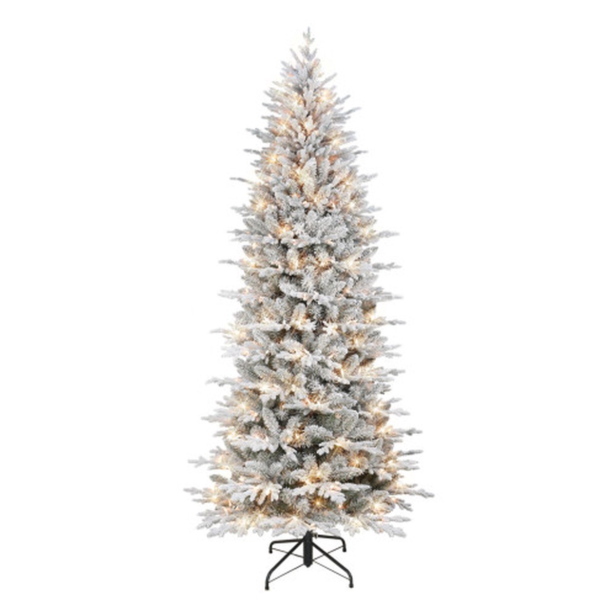 Pre-Lit Flocked Slim Artificial Northern Fir Christmas Tree - 7.5' - Clear Light