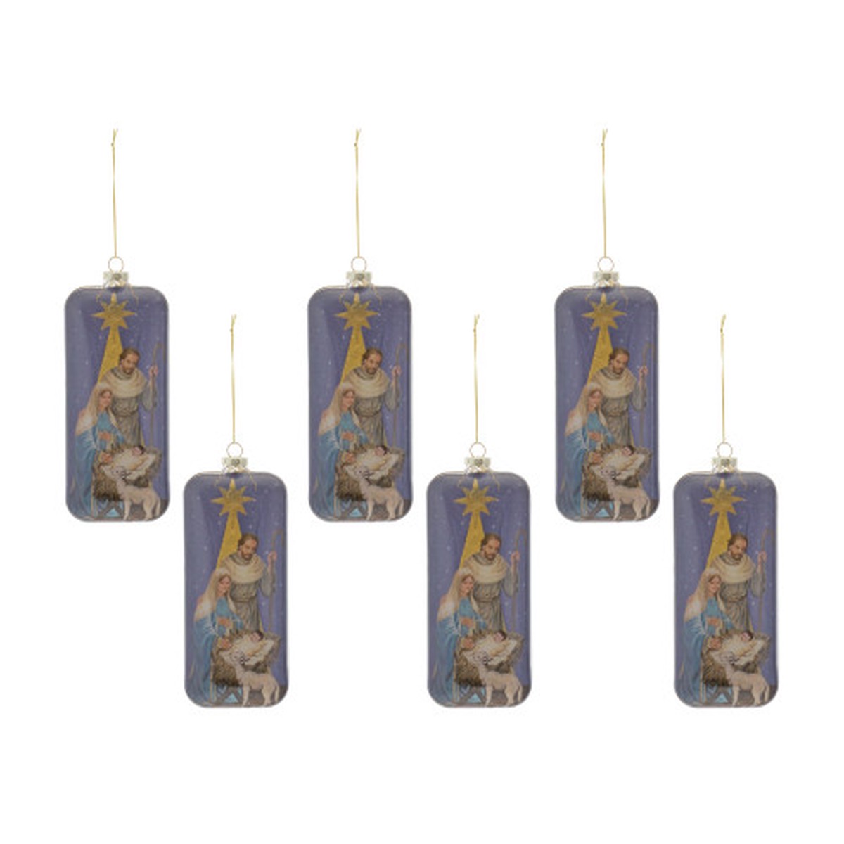 Set of 6 Nativity Christmas Ornaments 8″