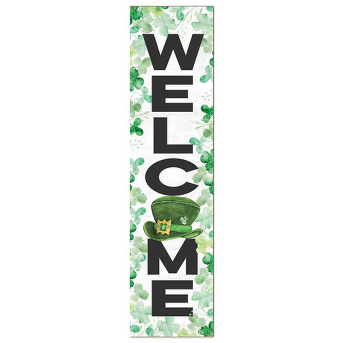 Shamrocks and Leprechaun Hat “Welcome” St. Patrick’s Day Outdoor Porch Sign – 48″