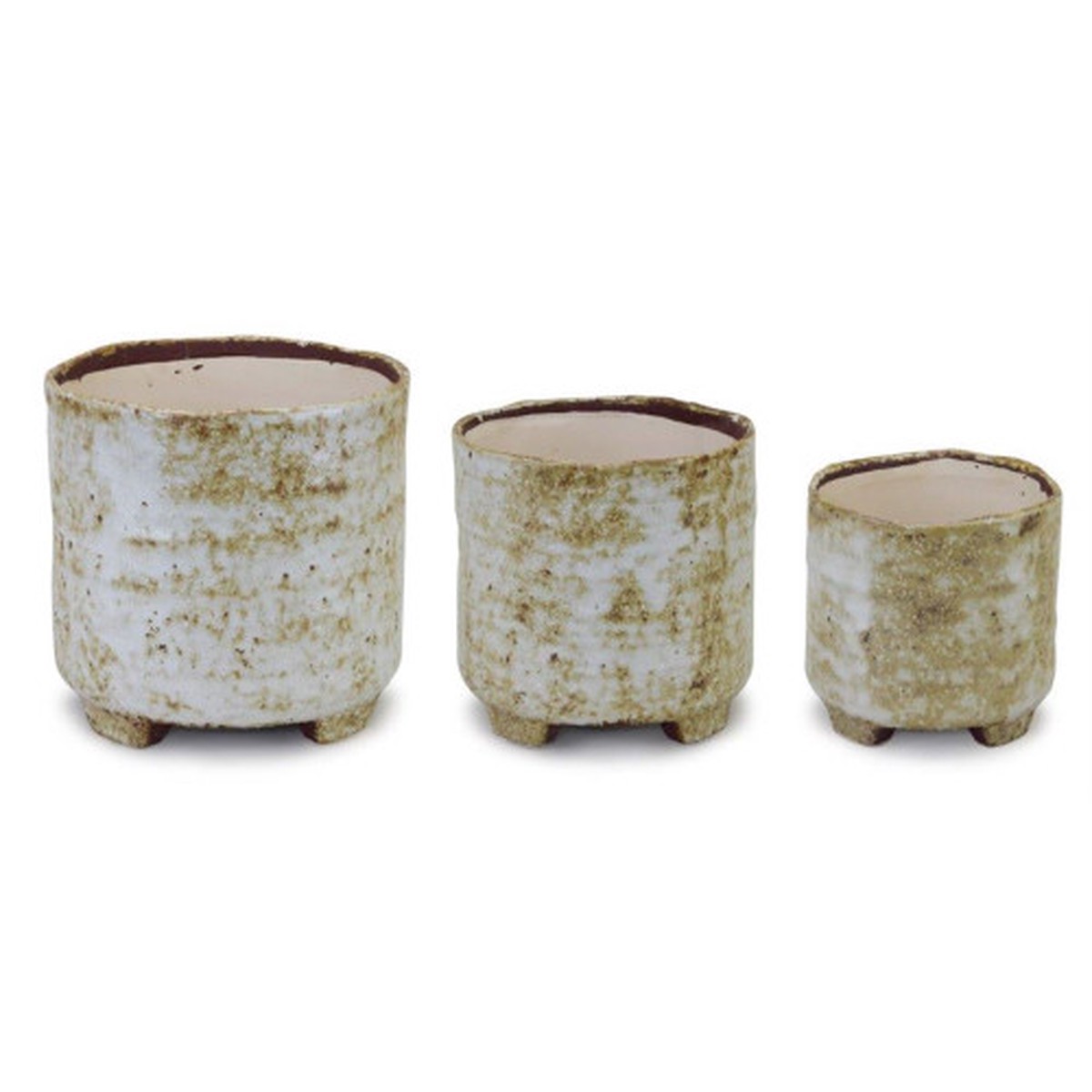 Weathered Footed Planter Pots – 7.25″ – Gray – Set of 3
