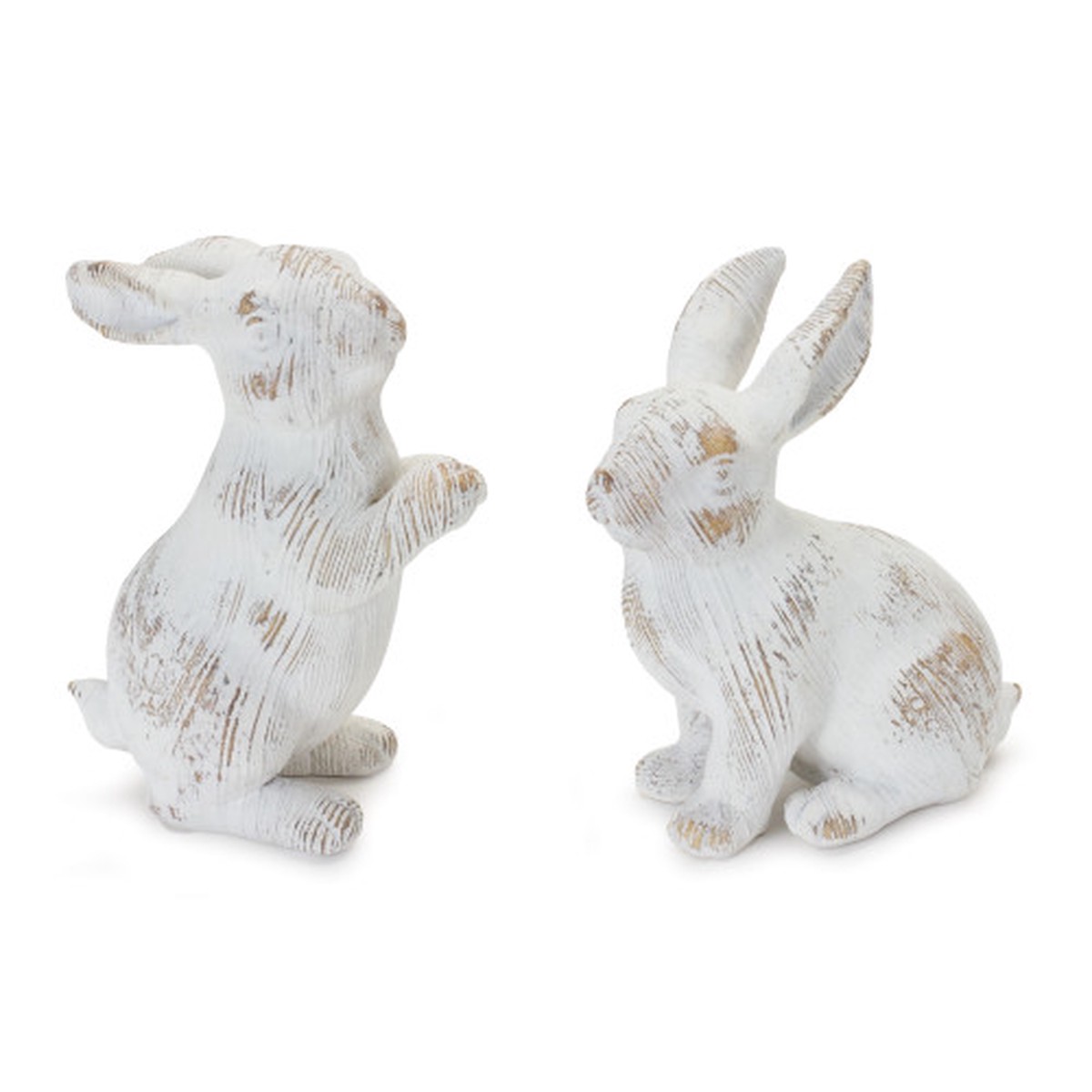 White Washed Rabbit Figurines – 6.5″ – Set of 2