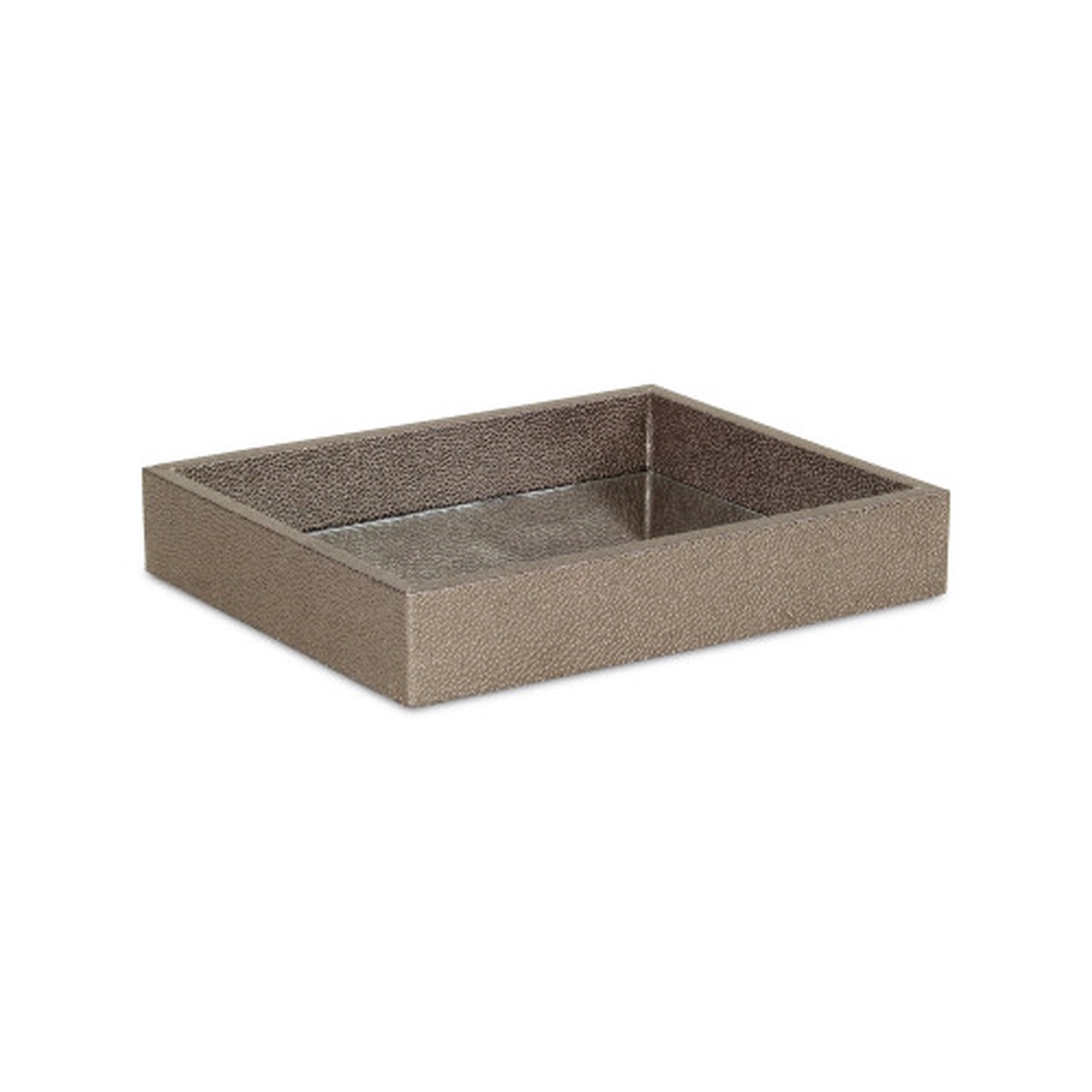 10.25″ Gray Rectangular Shagreen Tray with Mirrored Interior