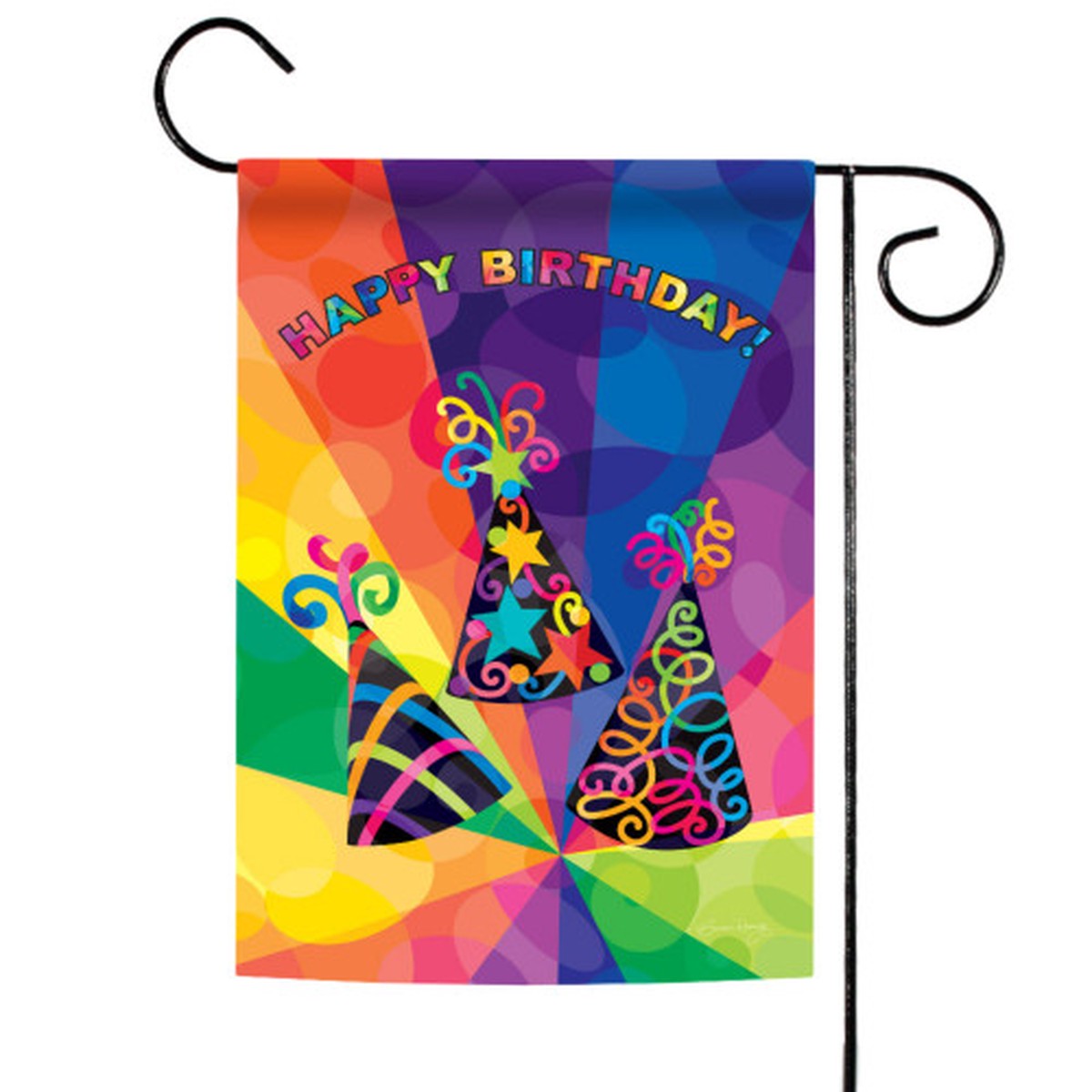 Party Hats “Happy Birthday” UV Resistant Outdoor Garden Flag – 18″ x 12.5″