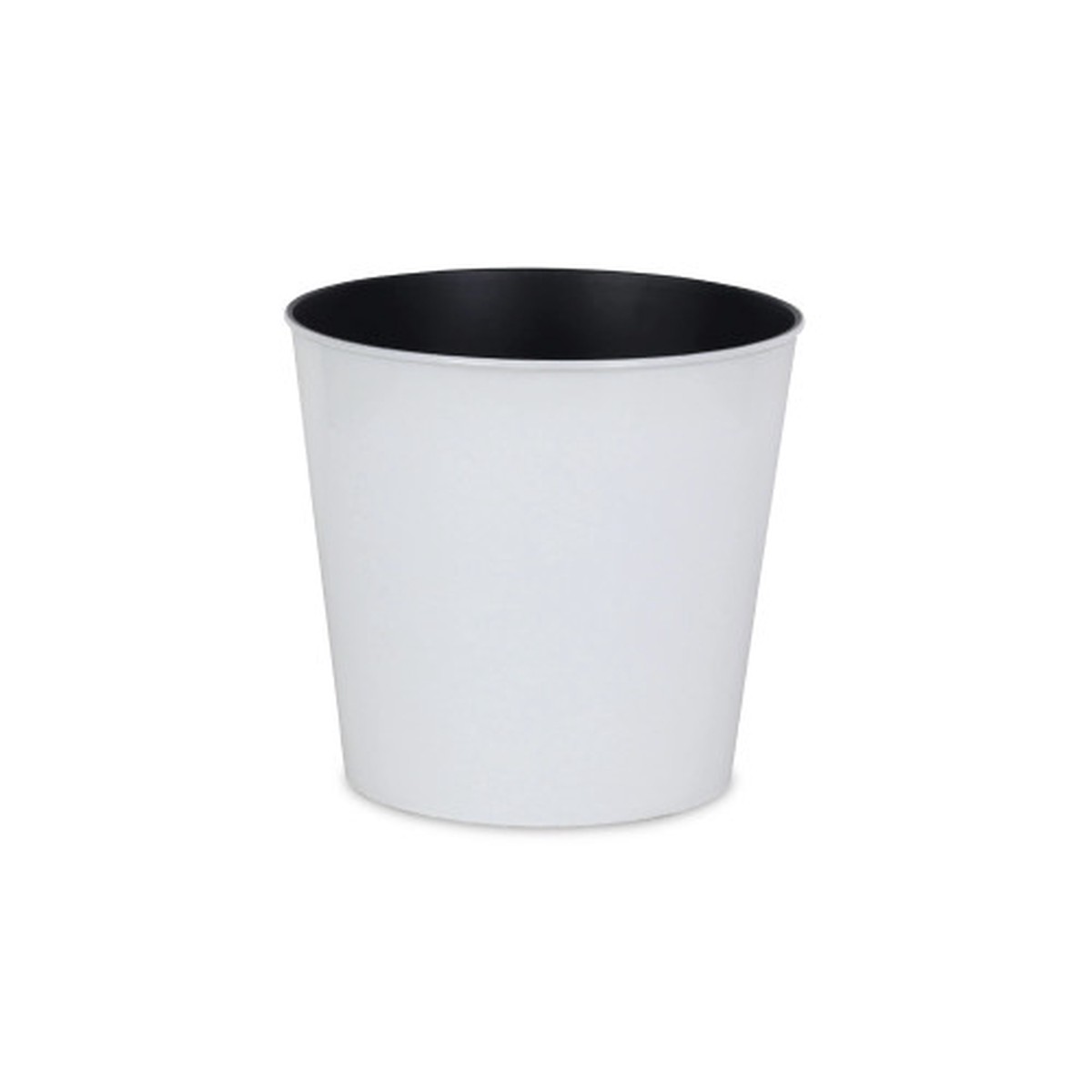10.5″ White and Black Round Planter with Tapered Body