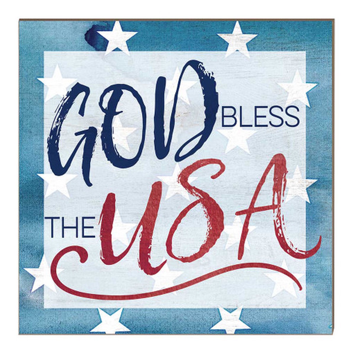 10″ Blue and Red “God Bless the USA” Wooden Patriotic Sign