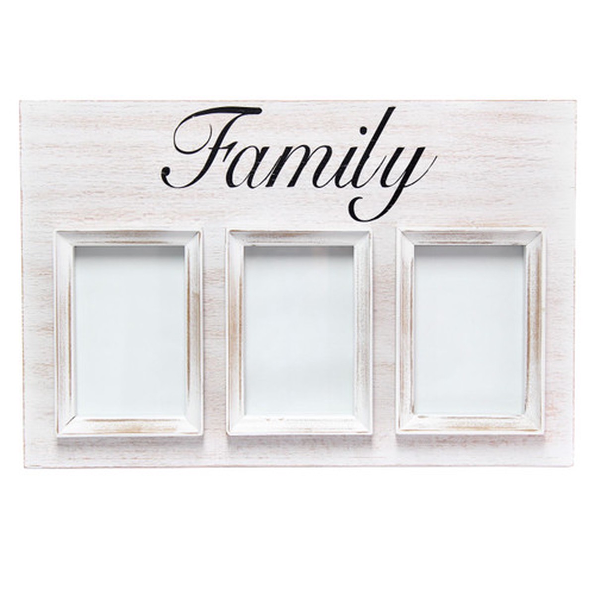 “Family” 3 Photo Collage Picture Frame – 18″ – White and Black