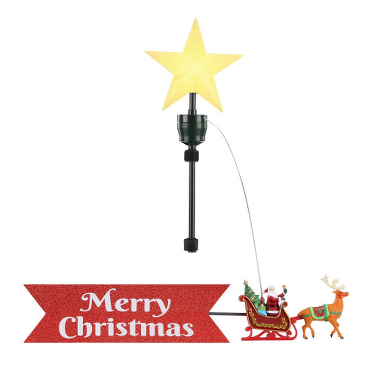 Mr. Christmas Santa’s Sleigh Animated Revolving Tree Topper – 8″ x 20″