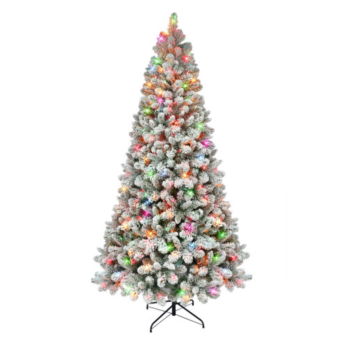 Pre-Lit Medium Flocked Virginia Pine Christmas Tree – 6.5 – Multi Lights