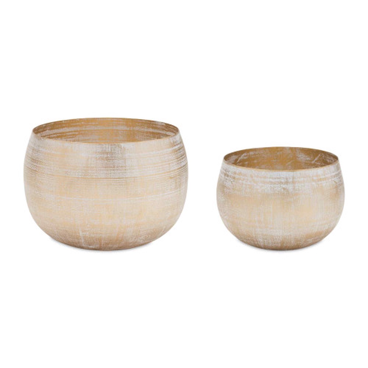 Washed Standing Planters – 8.75″ – Gold and White – Set of 2