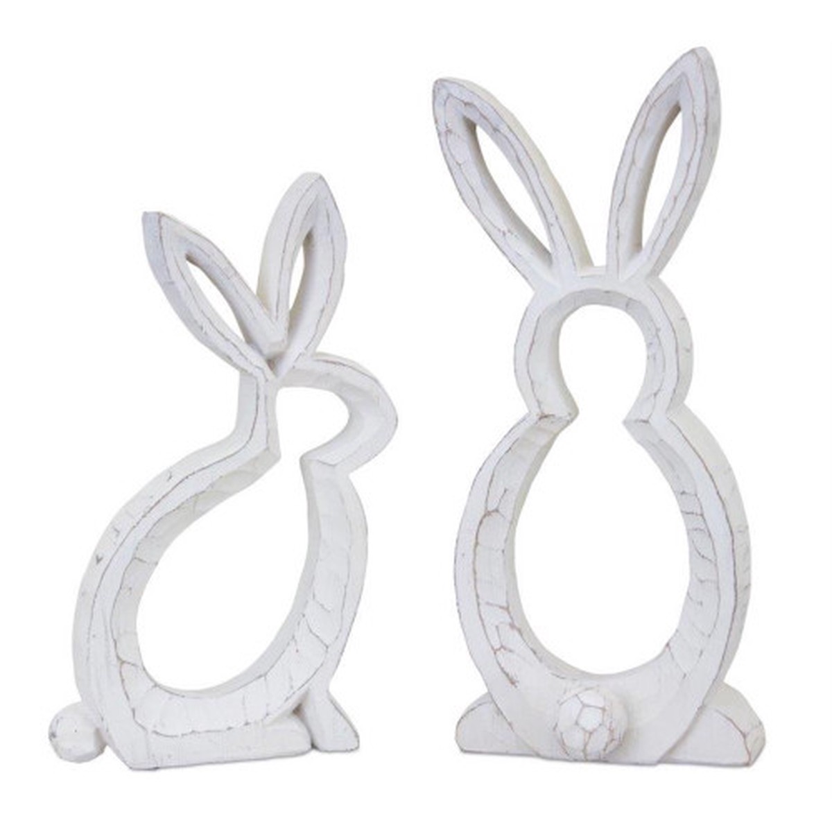 Weathered Bunny Outline Figurines – 10.75″ – Set of 2