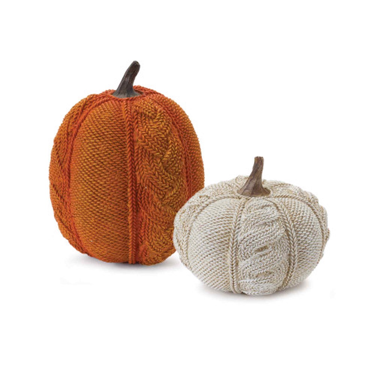 Woven Pumpkin Fall Harvest Decorations – 8.25″ – White and Orange – Set of 2