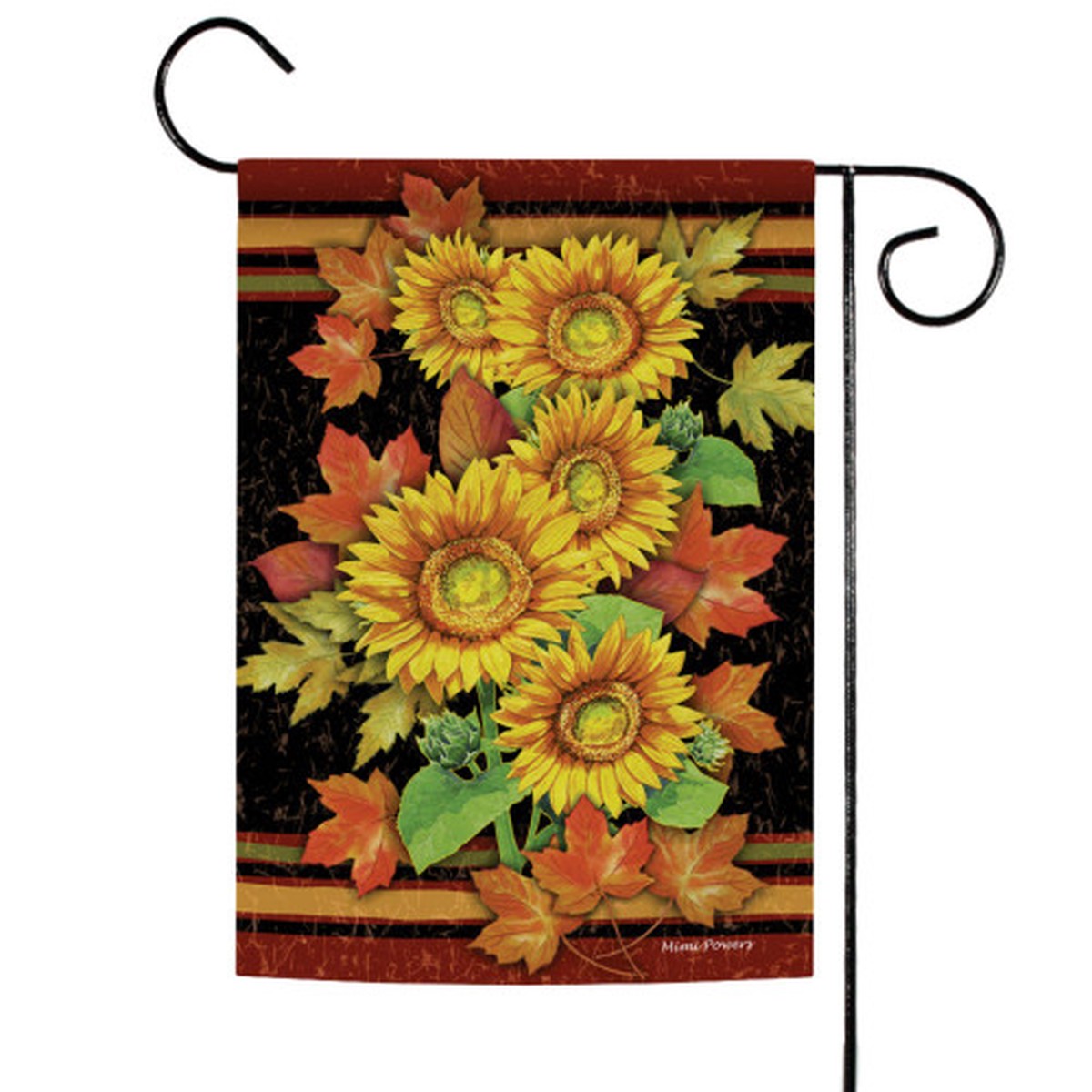 Yellow and Green Sunflowers with Fall Leaves Outdoor Garden Flag 18″ x 12.5″