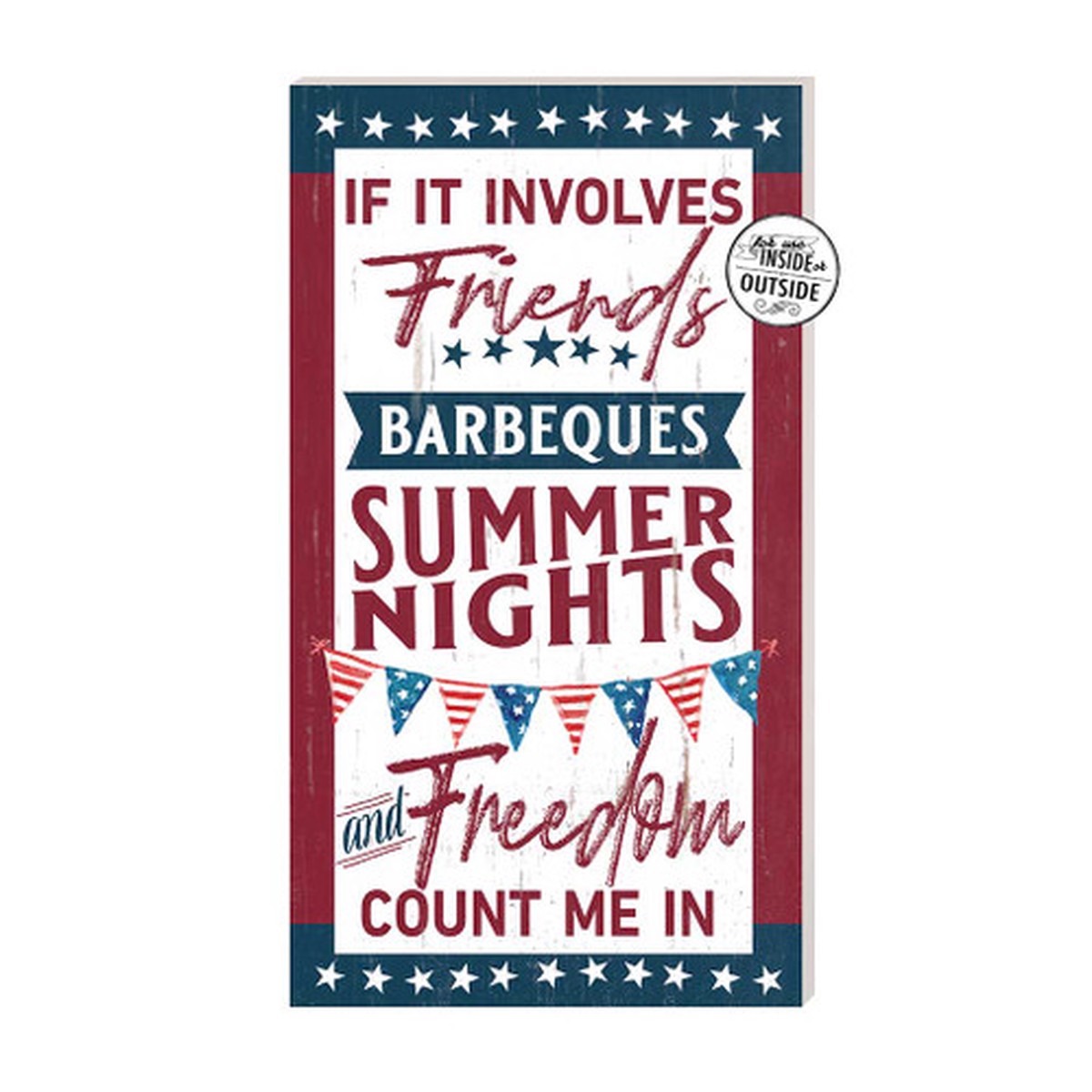 20″ Red and Blue “Friends and Freedom” Patriotic Outdoor Wall Sign