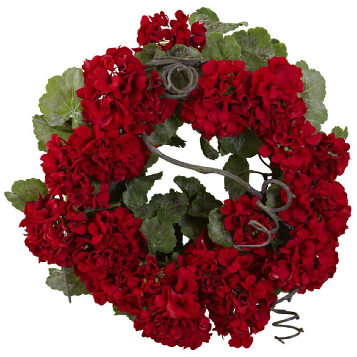 Geranium Artificial Floral Christmas Wreath, 17-Inch, Unlit