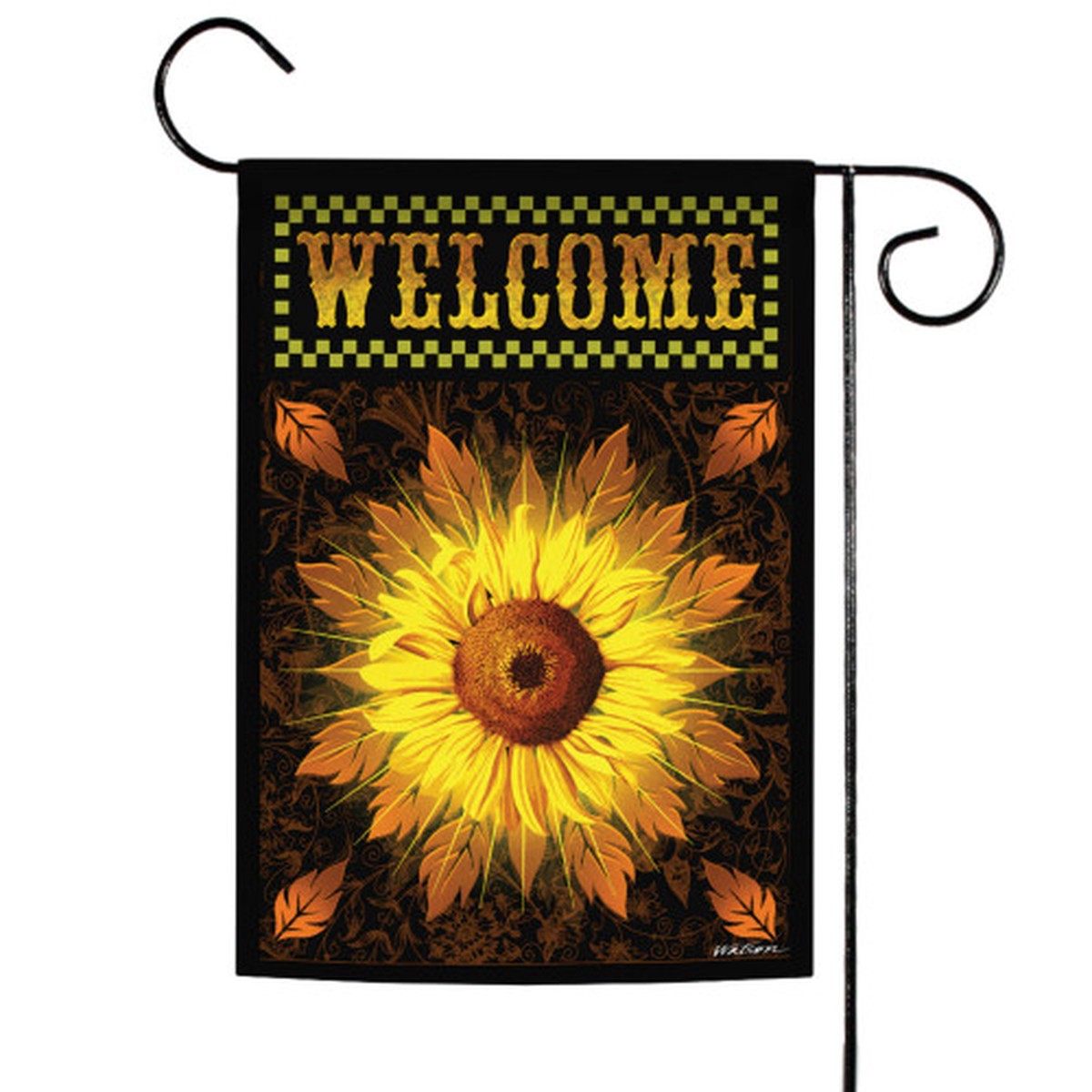 Yellow and Brown Leaf Flower Welcome Outdoor Garden Flag 18″ x 12.5″