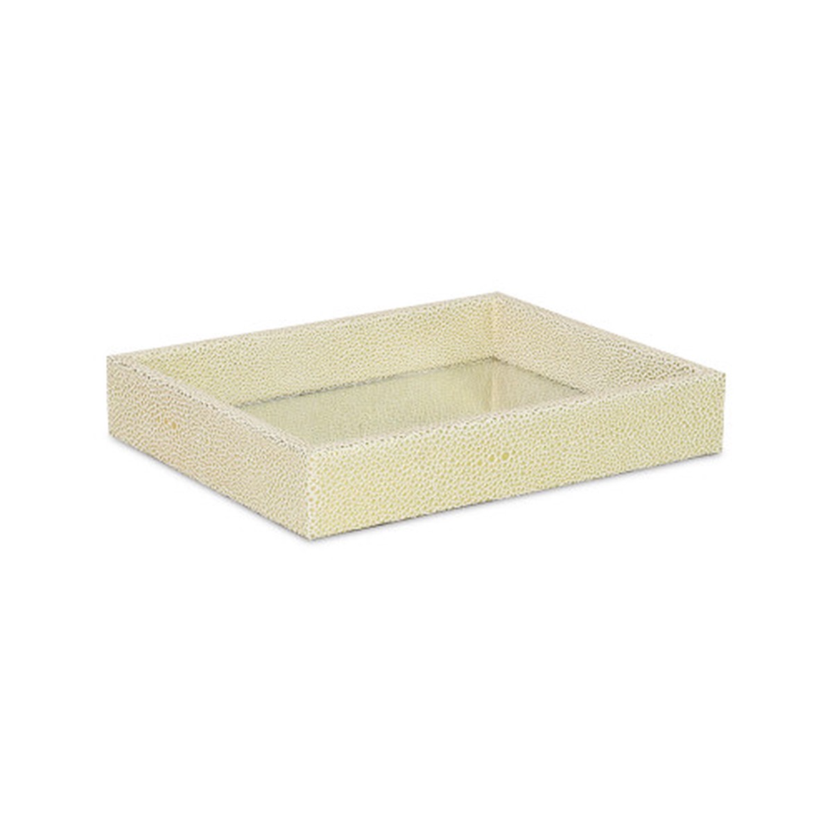 10.25″ White Gold Rectangular Shagreen Tray with Mirrored Interior