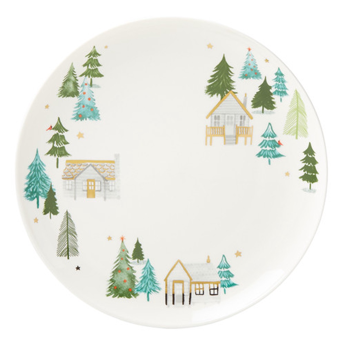 12.5″ White and Green Holiday Round Platter