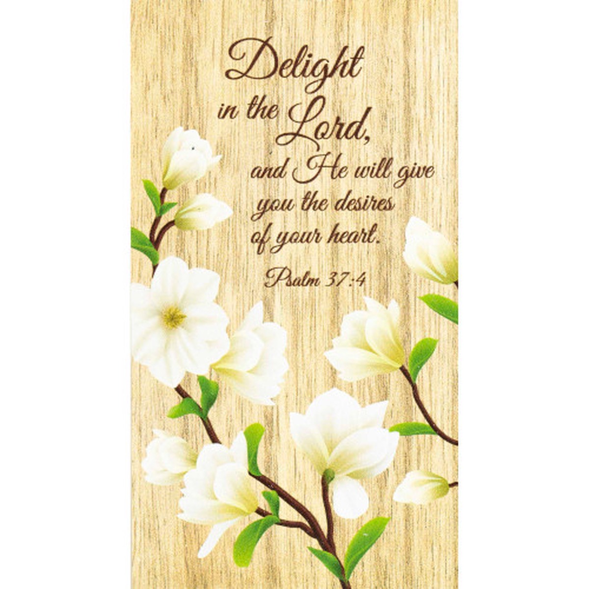 5″ Beige and White Floral Verse of Psalm 37:4 Magnet