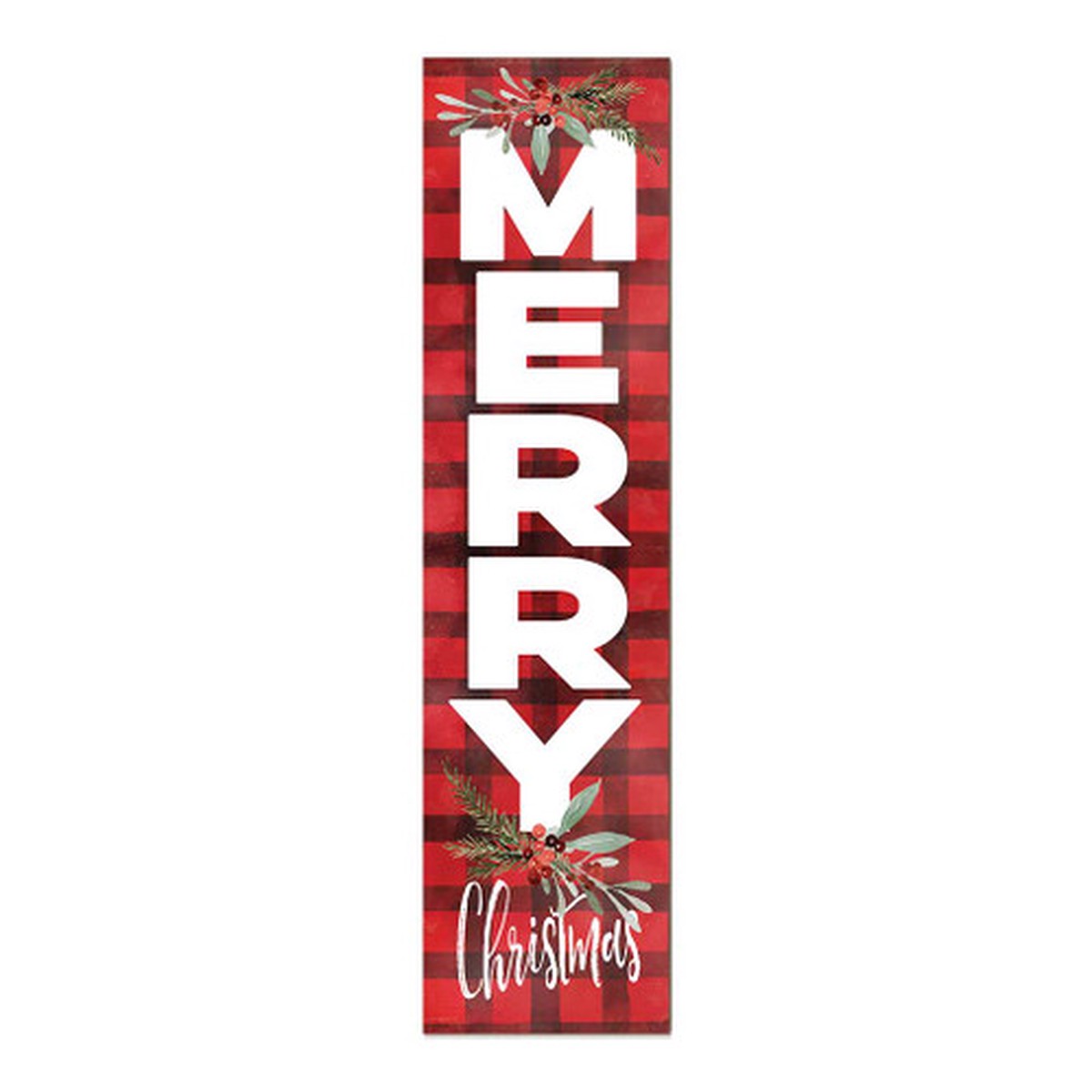 “Merry Christmas” Checkered Porch Sign – 48″ – White and Red
