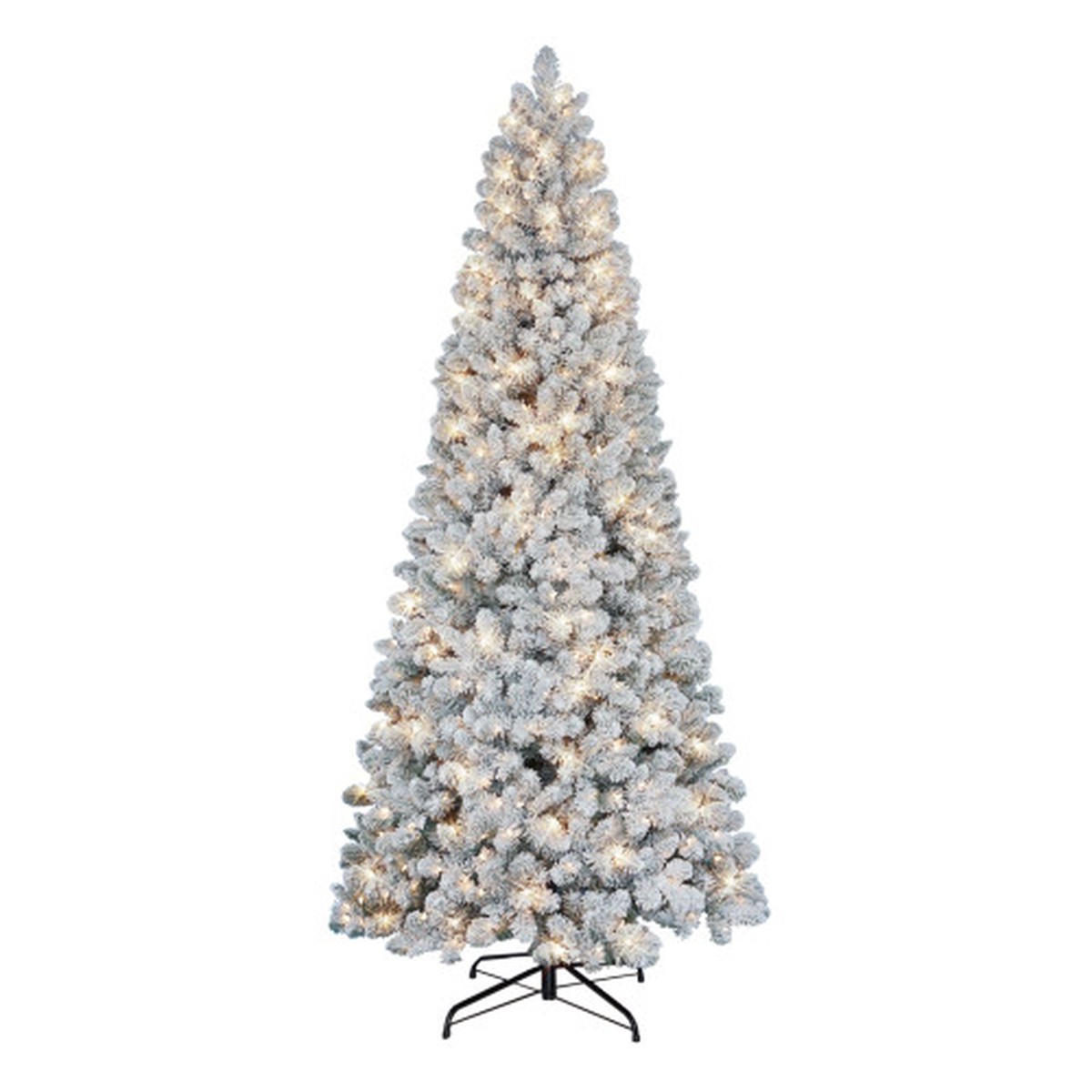 Pre-Lit Artificial Flocked Virginia Pine Christmas Tree - 9 - Clear Lights