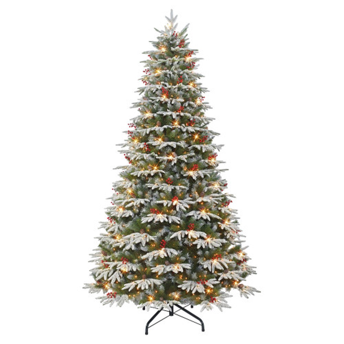 Pre-lit Medium Flocked Artificial Halifax Christmas Tree - 9 - Clear Lights