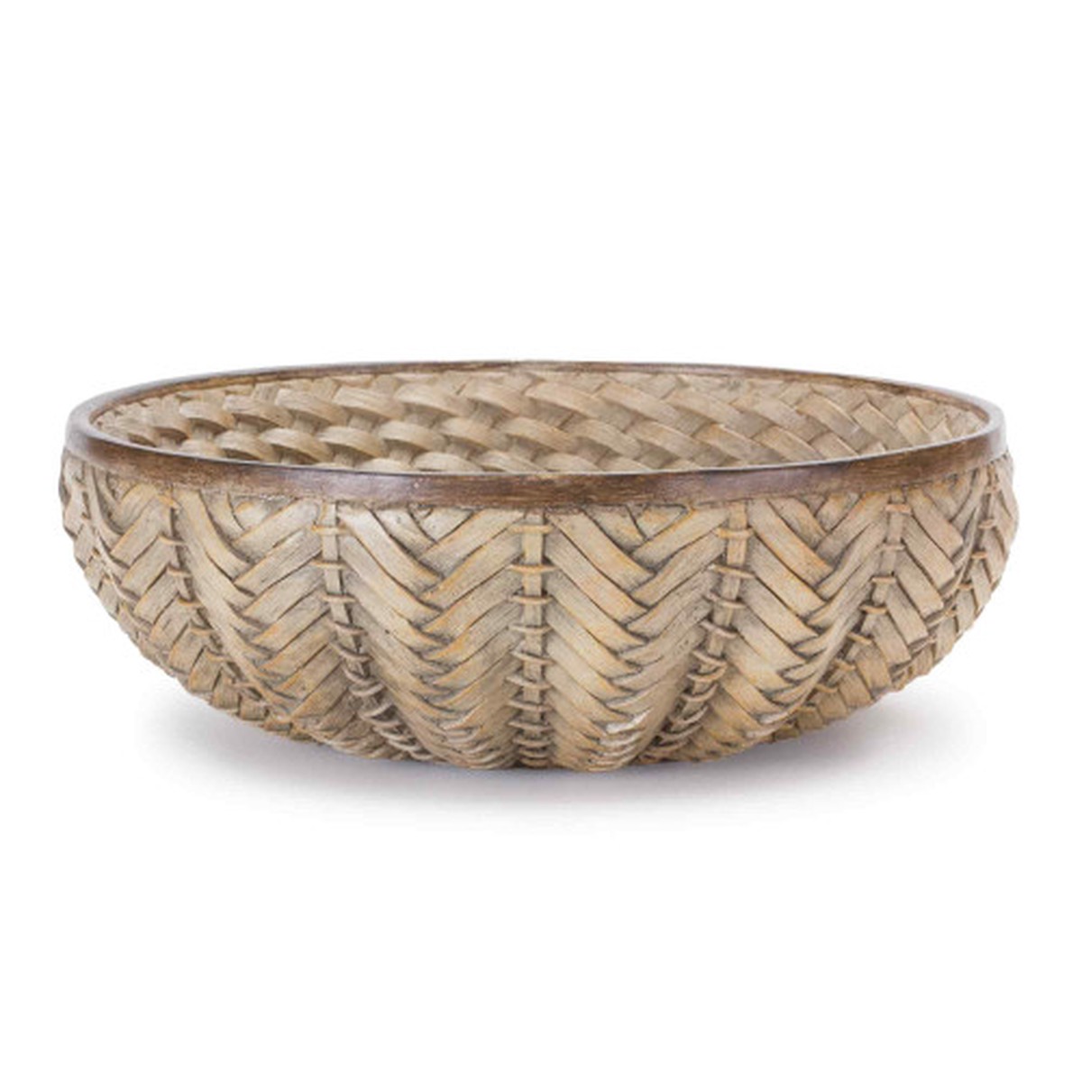Wicker Round Bowls – 9″ – Brown – Set of 2
