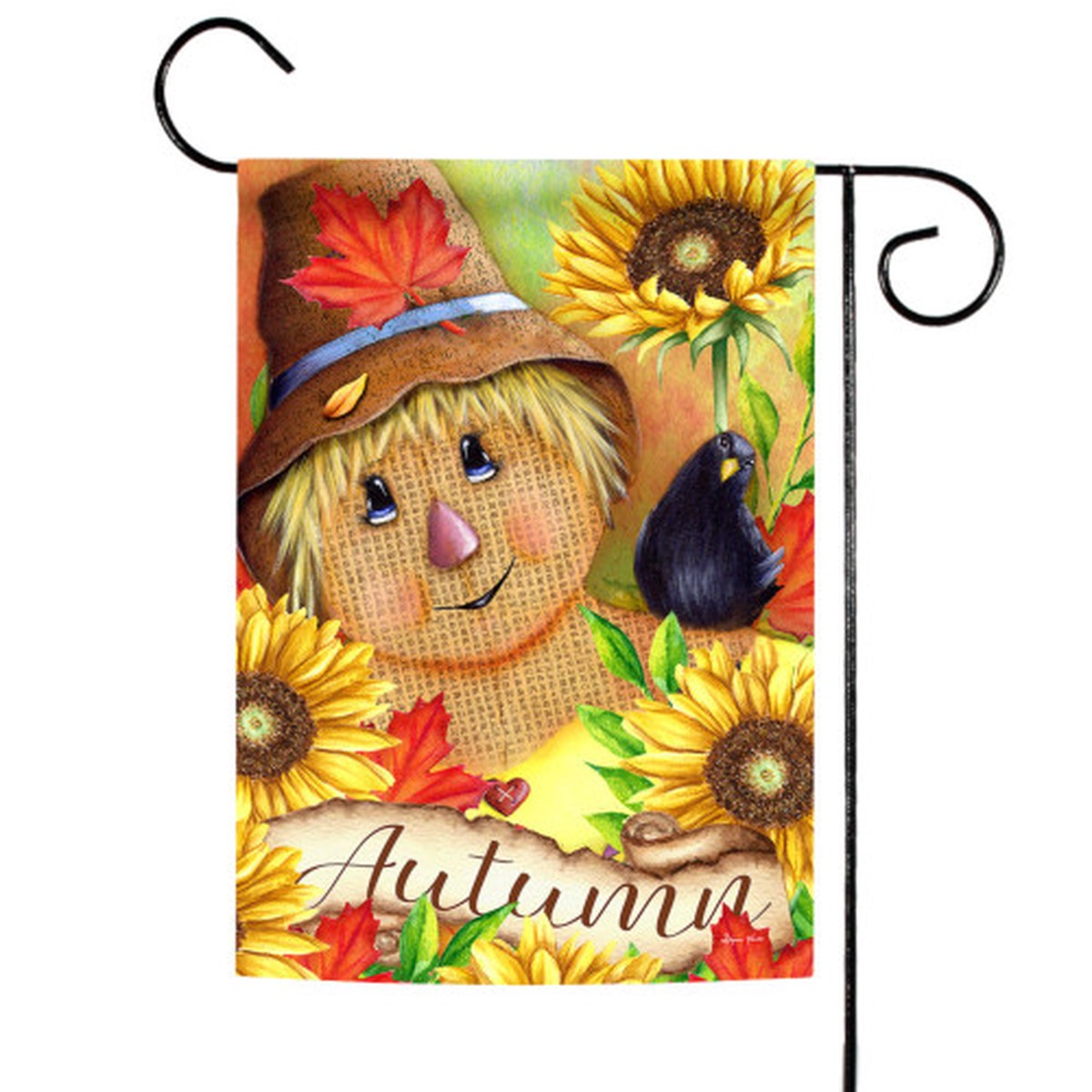Yellow and Brown Autumn Scarecrow Outdoor Garden Flag 18″ x 12.5″