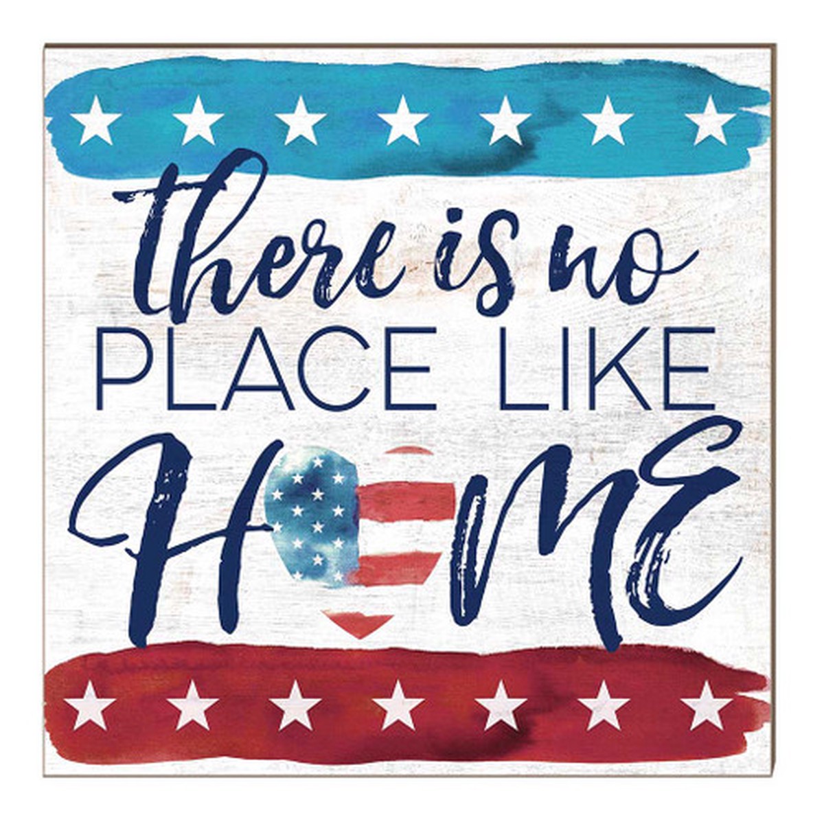 10″ Blue and Red “There is No Place Like Home” Wooden Patriotic Sign