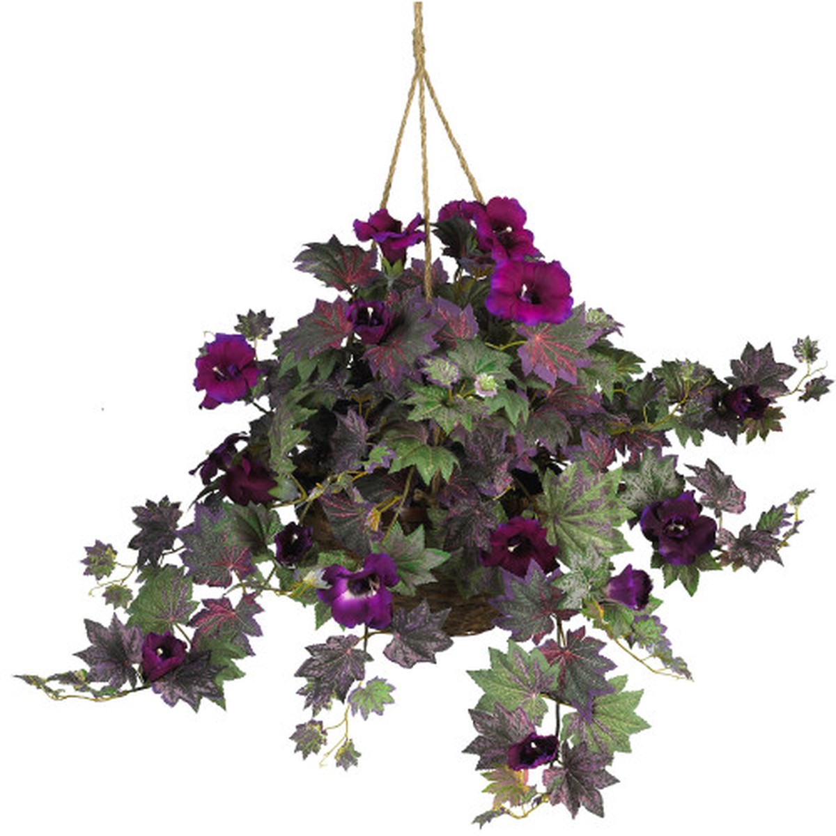 2.75′ Artificial Morning Glory Silk Plant in Hanging Basket