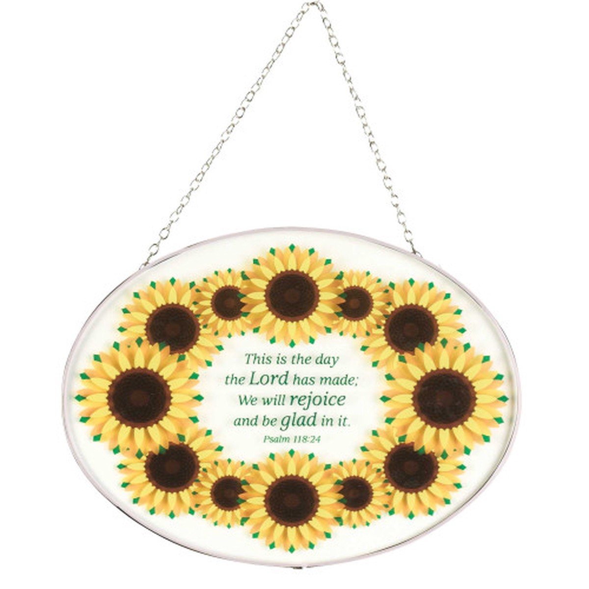 9″ Sunflower Psalm Verse 118:24 Window Outdoor Suncatcher Decoration