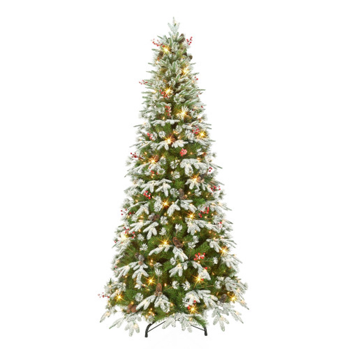 Pre-lit Slim Frosted Pine Artificial Christmas Tree – 7.5 – Clear Lights