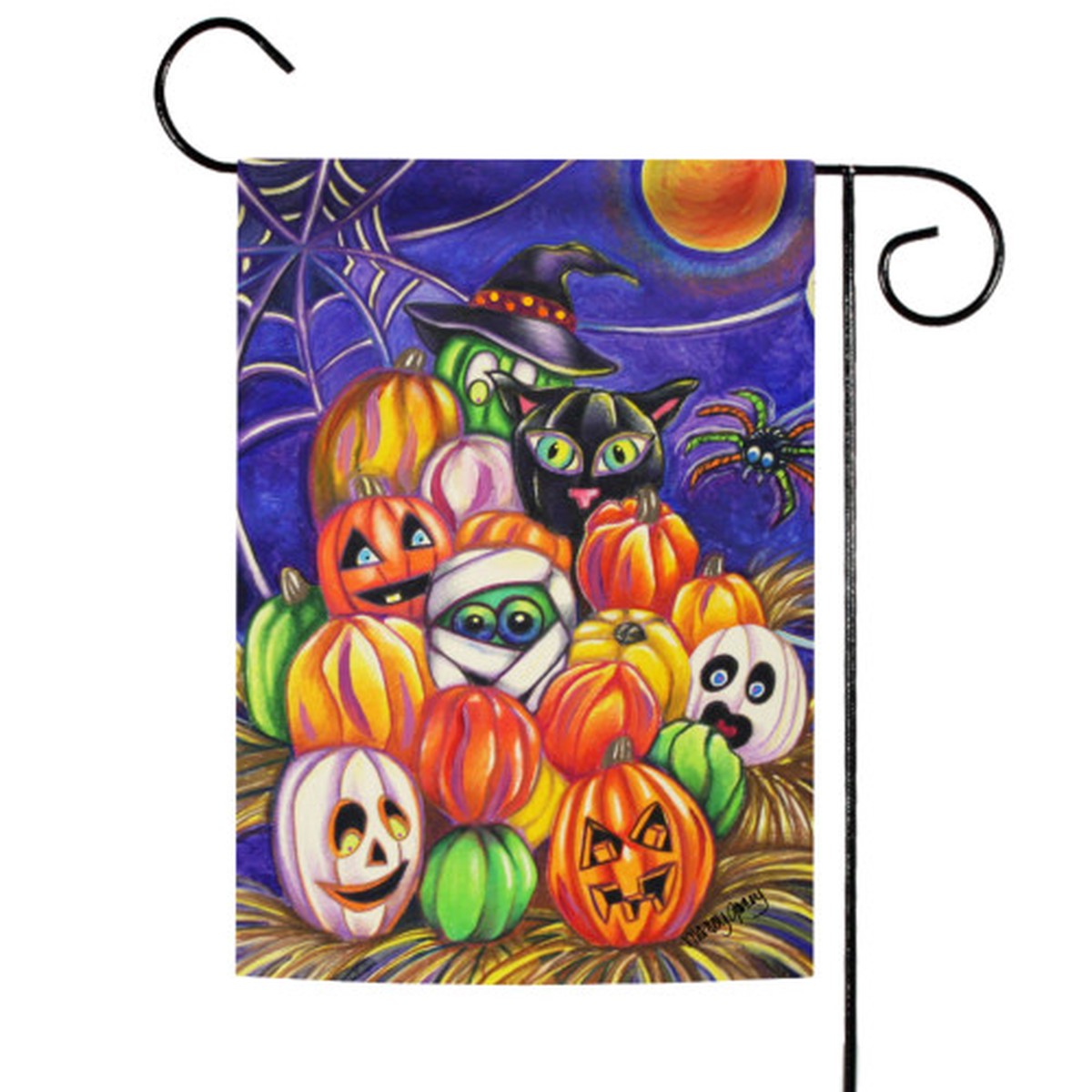 White and Orange Pumpkin Pigpile Halloween Outdoor Rectangular Mini Garden Flag 18″ x 12.5″