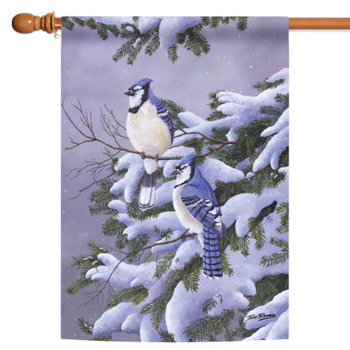 White Winter Blue Jay Christmas Outdoor House Flag 40″ x 28″