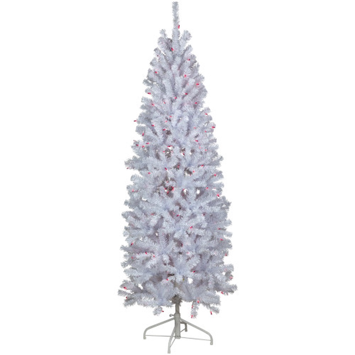 6.5 Pre-Lit Slim Geneva White Spruce Artificial Christmas Tree, Pink Lights