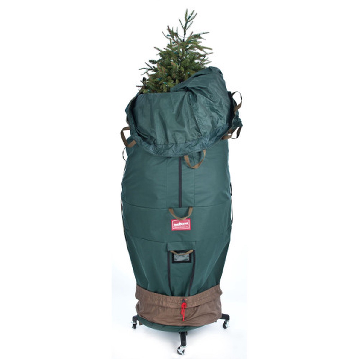 80″ Pine Green Large Girth Upright Christmas Tree Storage Bag with Rolling Tree Stand