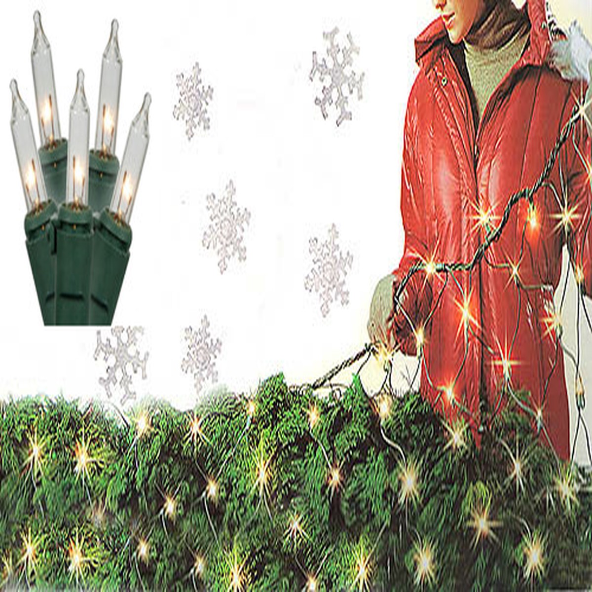 Twinkling Net Style Christmas Lights - 4' x 6' - Clear - Green Wire