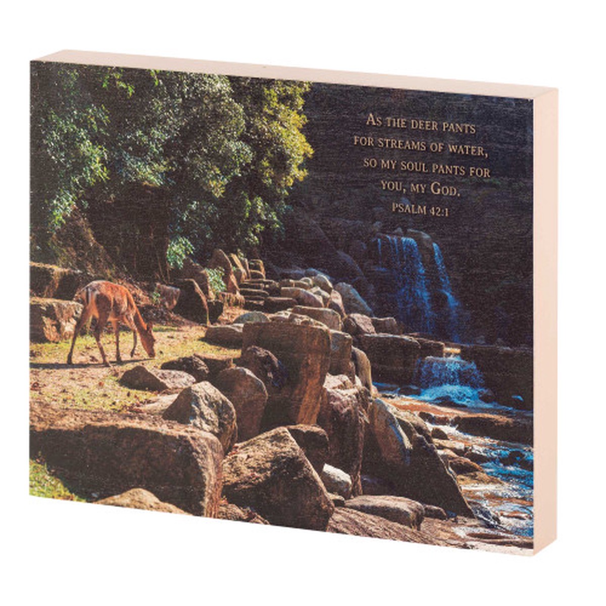 10″ As the Deer Pants for Streams of Water Rectangular Tabletop Plaque