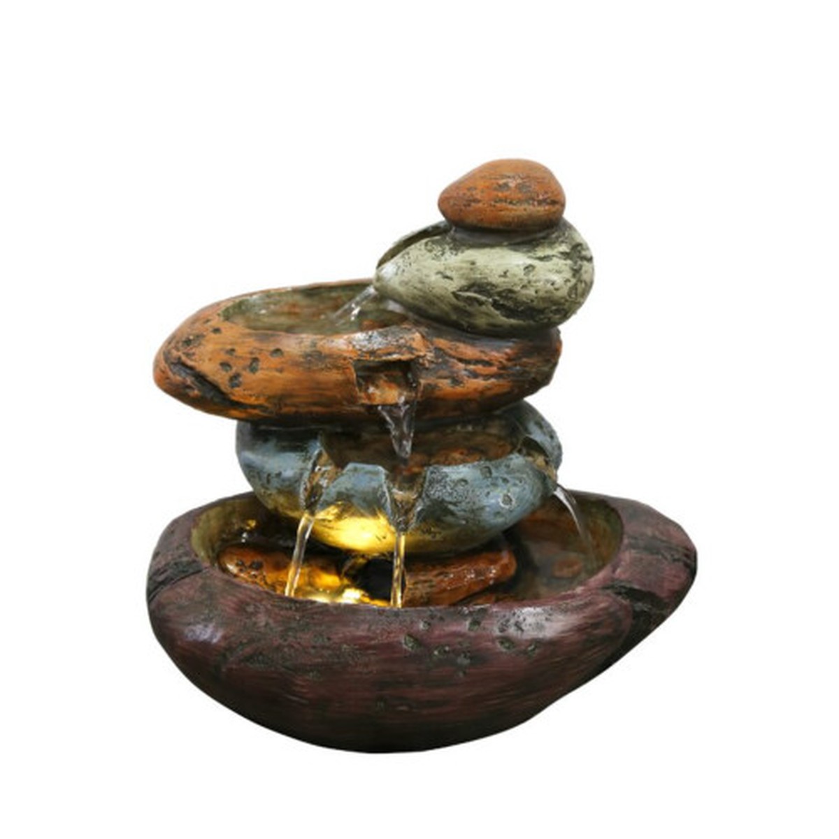 11.5″ LED Lighted Stacking Stones Tabletop Fountain