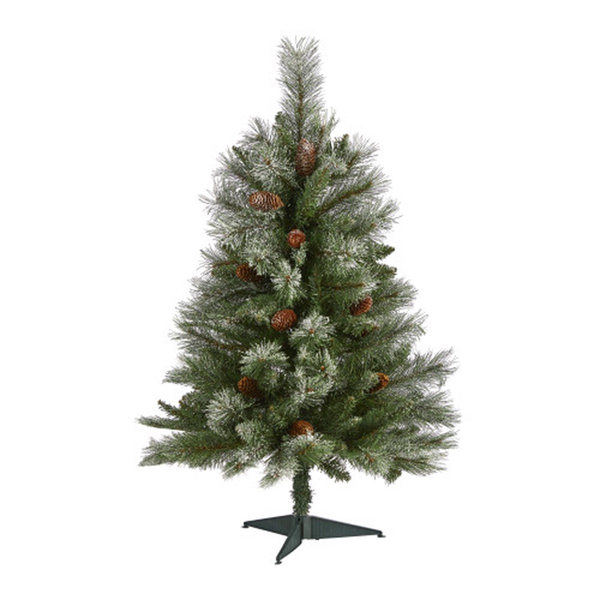 3 Snowed French Pine Artificial Christmas Tree with Pinecones, Unlit